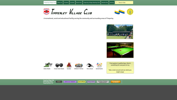 Screenshot of the Timperley Parish Room And Club website