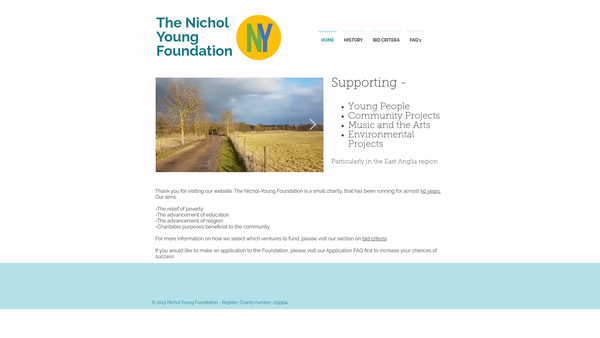 Screenshot of the Nichol-Young Foundation website