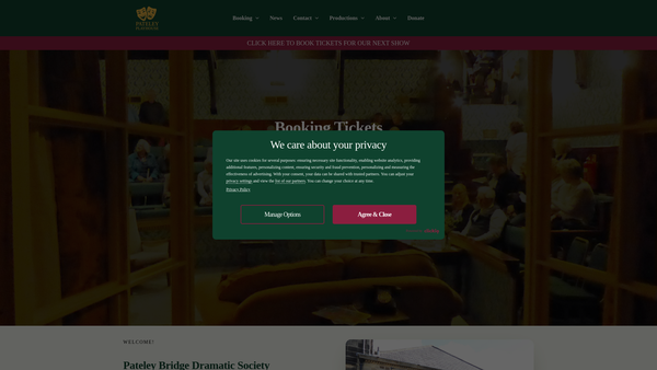 Screenshot of the Pateley Bridge Dramatic Society website