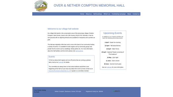 Screenshot of the Memorial Hall website