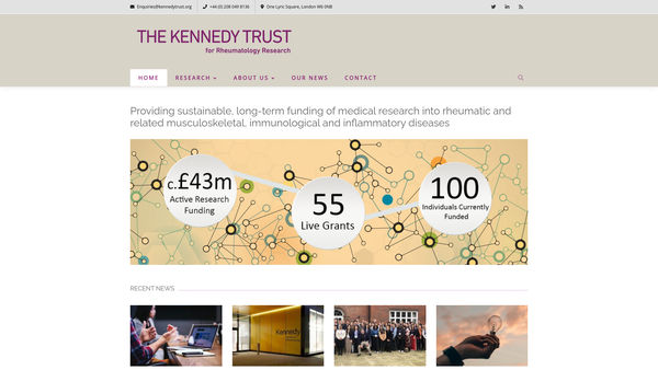 Screenshot of the The Kennedy Trust For Rheumatology Research website