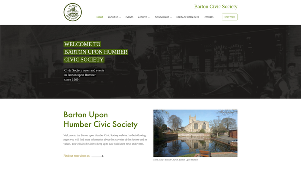 Screenshot of the Barton-On-Humber Civic Society website