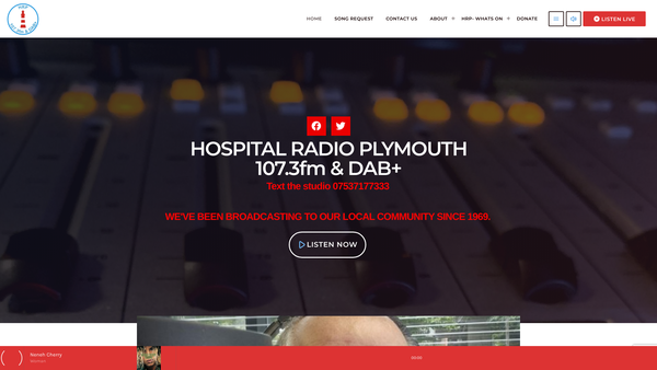 Screenshot of the Hospital Radio Plymouth website