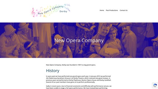 Screenshot of the The New Opera Company, Derby website