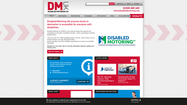 Screenshot of the Disabled Drivers' Motor Club website
