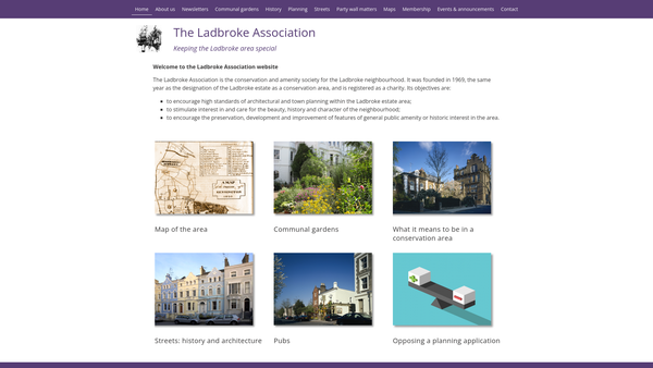 Screenshot of the Ladbroke Association website