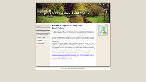 Screenshot of the Scopwick And Kirkby Green Village Hall website