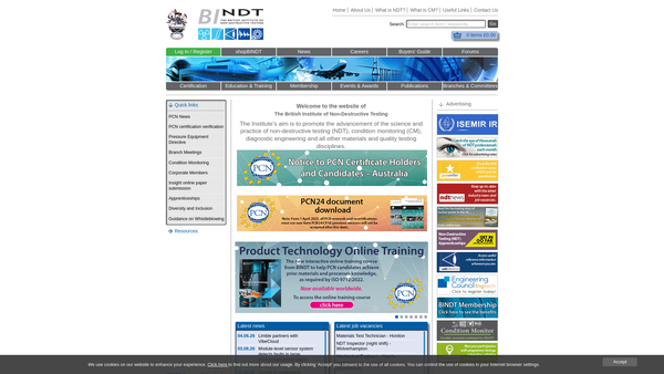 Screenshot of the The British Institute Of Non-Destructive Testing website