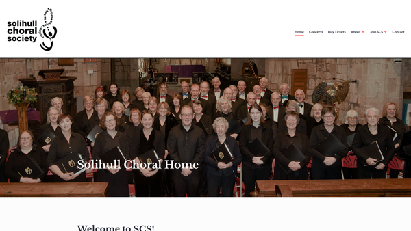 Screenshot of the Solihull Choral Society website