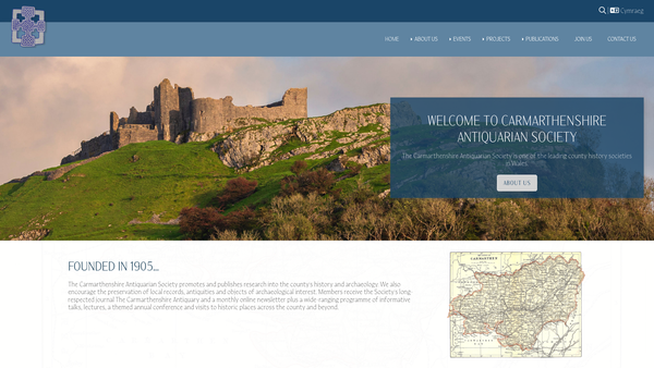 Screenshot of the The Carmarthenshire Antiquarian Society website