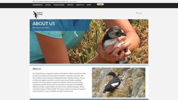 Screenshot of the The Seabird Group website