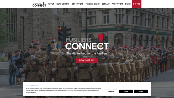 Screenshot of the The Fusiliers London Fund website