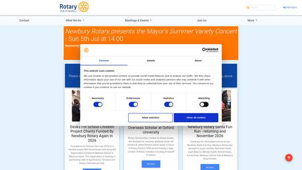 Screenshot of the The Rotary Club Of Newbury Benevolent Fund website