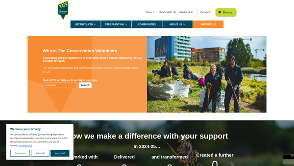 Screenshot of the The Conservation Volunteers website