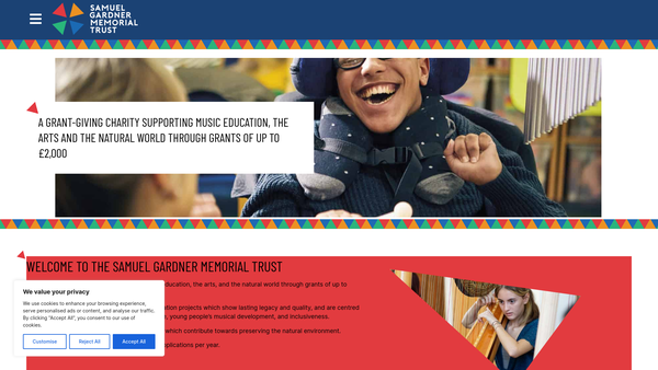 Screenshot of the The Samuel Gardner Memorial Trust website