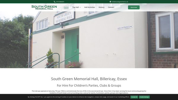 Screenshot of the South Green And District War Memorial Fund website