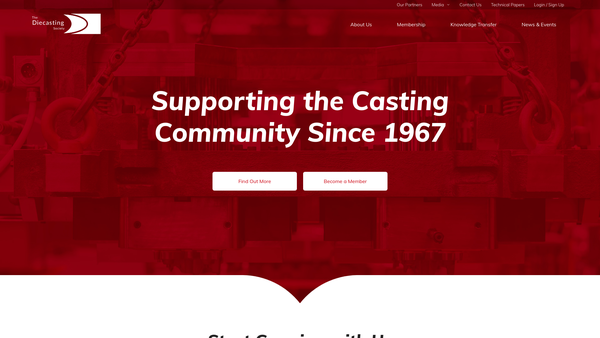 Screenshot of the The Diecasting Society Limited website