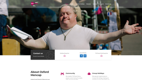 Screenshot of the Oxford And District Mencap website