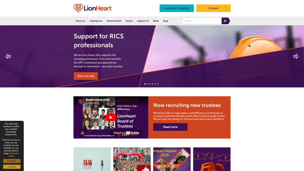Screenshot of the The Royal Institution Of Chartered Surveyors' Benevolent Fund Limited website