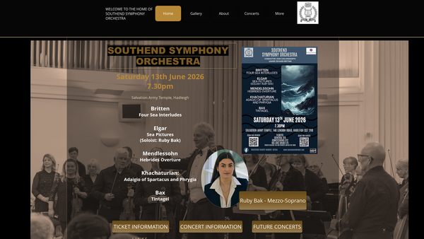 Screenshot of the The Southend Symphony Orchestral Society website