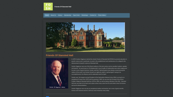 Screenshot of the The Friends Of Stansted Hall - The Arthur Findlay College website
