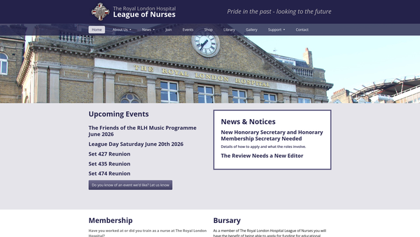 Screenshot of the The Royal London Hospital League Of Nurses Benevolent Fund website