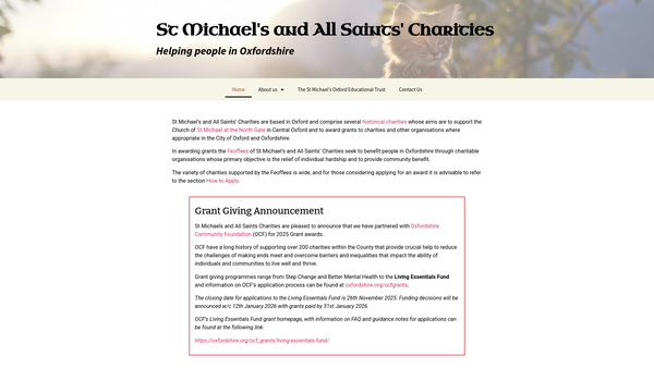 Screenshot of the The St Michaels And All Saints Charity website
