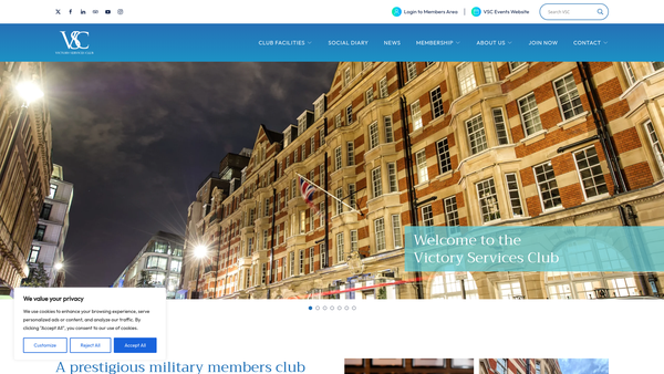 Screenshot of the The Victory (Services) Association website