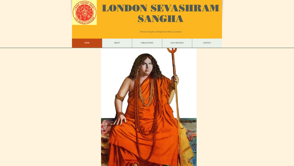Screenshot of the London Sevashram Sangha website