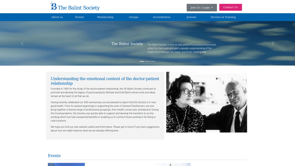 Screenshot of the The Balint Society website