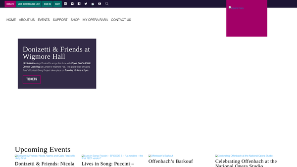 Screenshot of the Opera Rara website