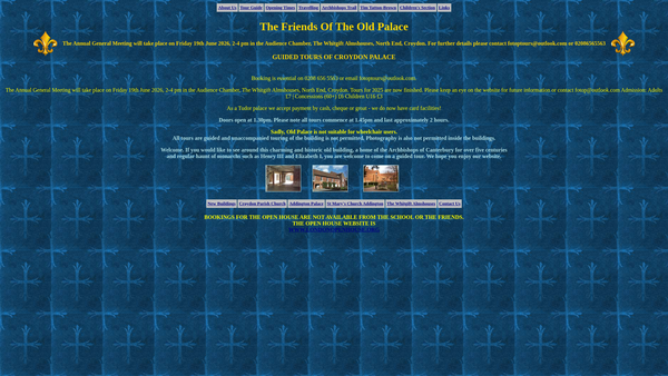 Screenshot of the The Friends Of The Old Palace, Croydon website