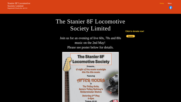 Screenshot of the The Stanier 8f Locomotive Society Limited website