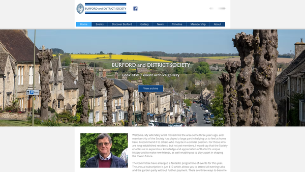 Screenshot of the Burford And District Society website