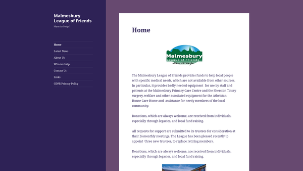 Screenshot of the Malmesbury League Of Friends website