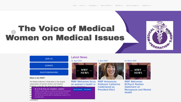 Screenshot of the Medical Women's Federation website