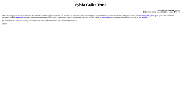 Screenshot of the The Sylvia Goller Trust website