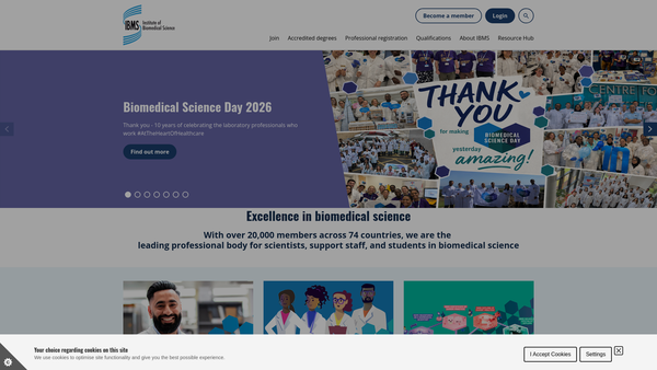Screenshot of the Institute Of Biomedical Science website