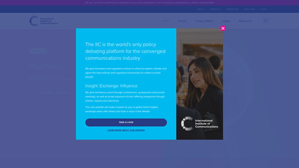 Screenshot of the International Institute Of Communications website