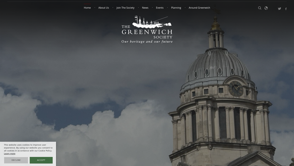 Screenshot of the The Greenwich Society website