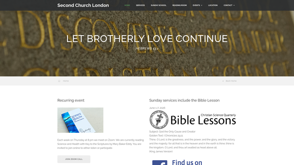 Screenshot of the Second Church Of Christ, Scientist, London Promotion And Benevolent Trust website
