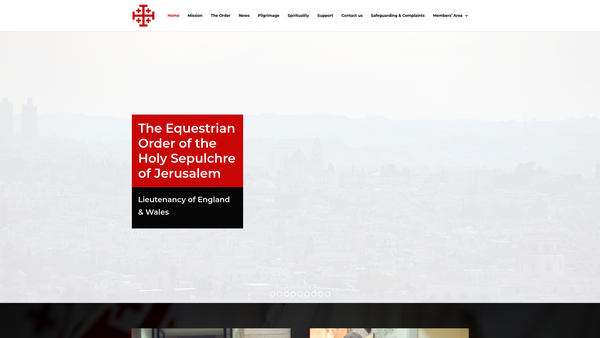 Screenshot of the The Lieutenancy Of England And Wales Of The Equestrian Order Of The Holy Sepulchre Of Jerusalem website