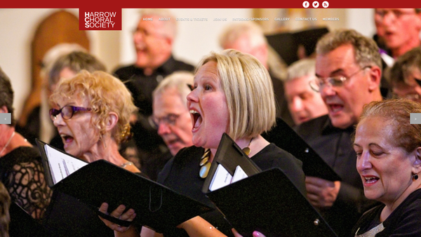 Screenshot of the Harrow Choral Society website