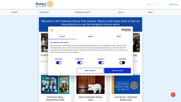 Screenshot of the Rotary Club Of Tenterden Charitable Purposes Fund website