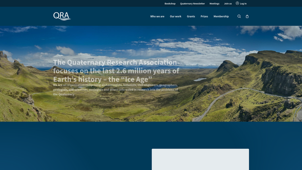 Screenshot of the Quaternary Research Association website