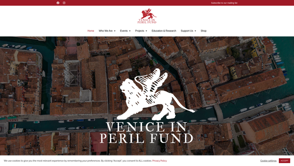 Screenshot of the Venice In Peril Fund website