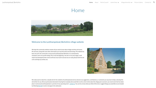 Screenshot of the Leckhampstead Village Hall website