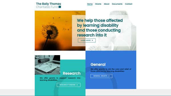Screenshot of the The Baily Thomas Charitable Fund website