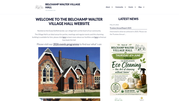 Screenshot of the Belchamp Walter Village Hall website