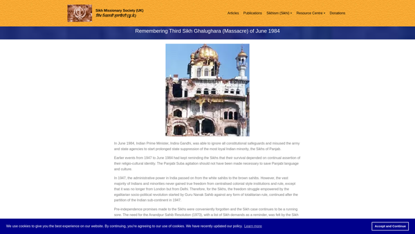 Screenshot of the The Sikh Missionary Society (UK) website